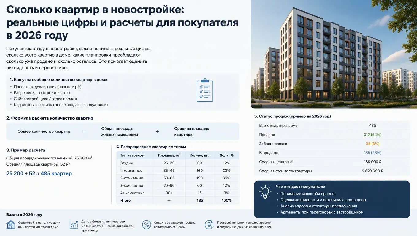 Сколько квартир в новостройке: реальные цифры и расчеты для покупателя в 2026 году