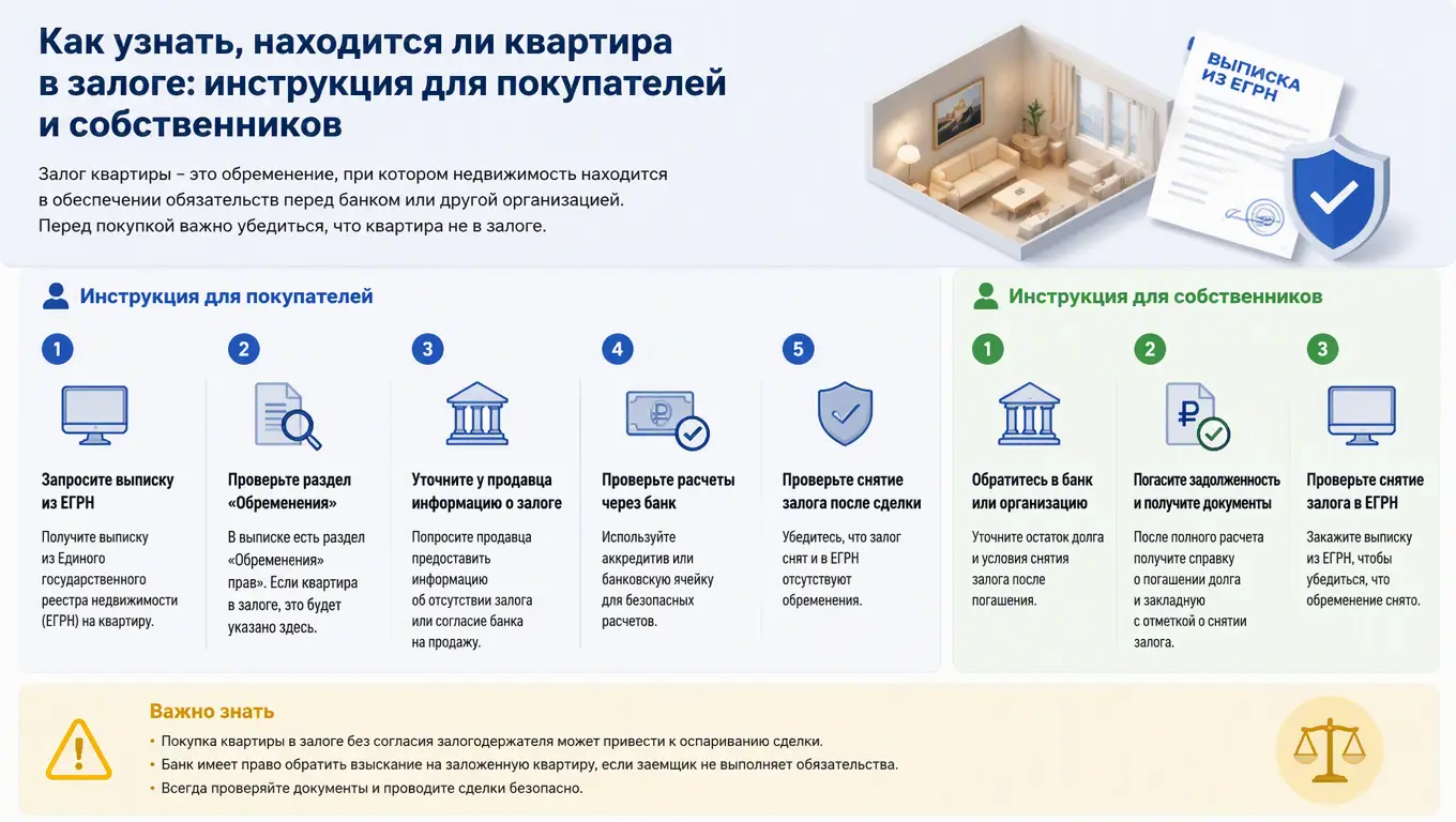 Как узнать, находится ли квартира в залоге: инструкция для покупателей и собственников на 2026 год