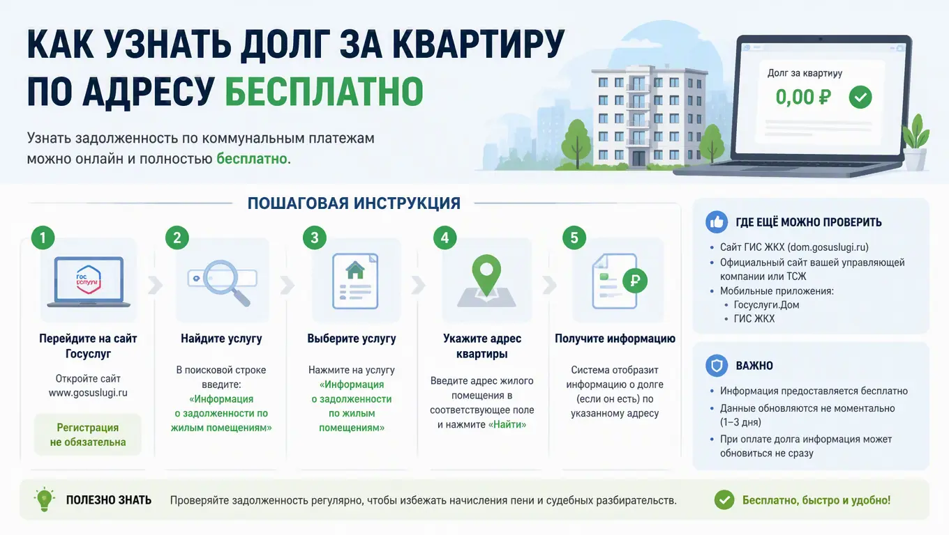 Как узнать долг за квартиру по адресу бесплатно и без лишних проверок
