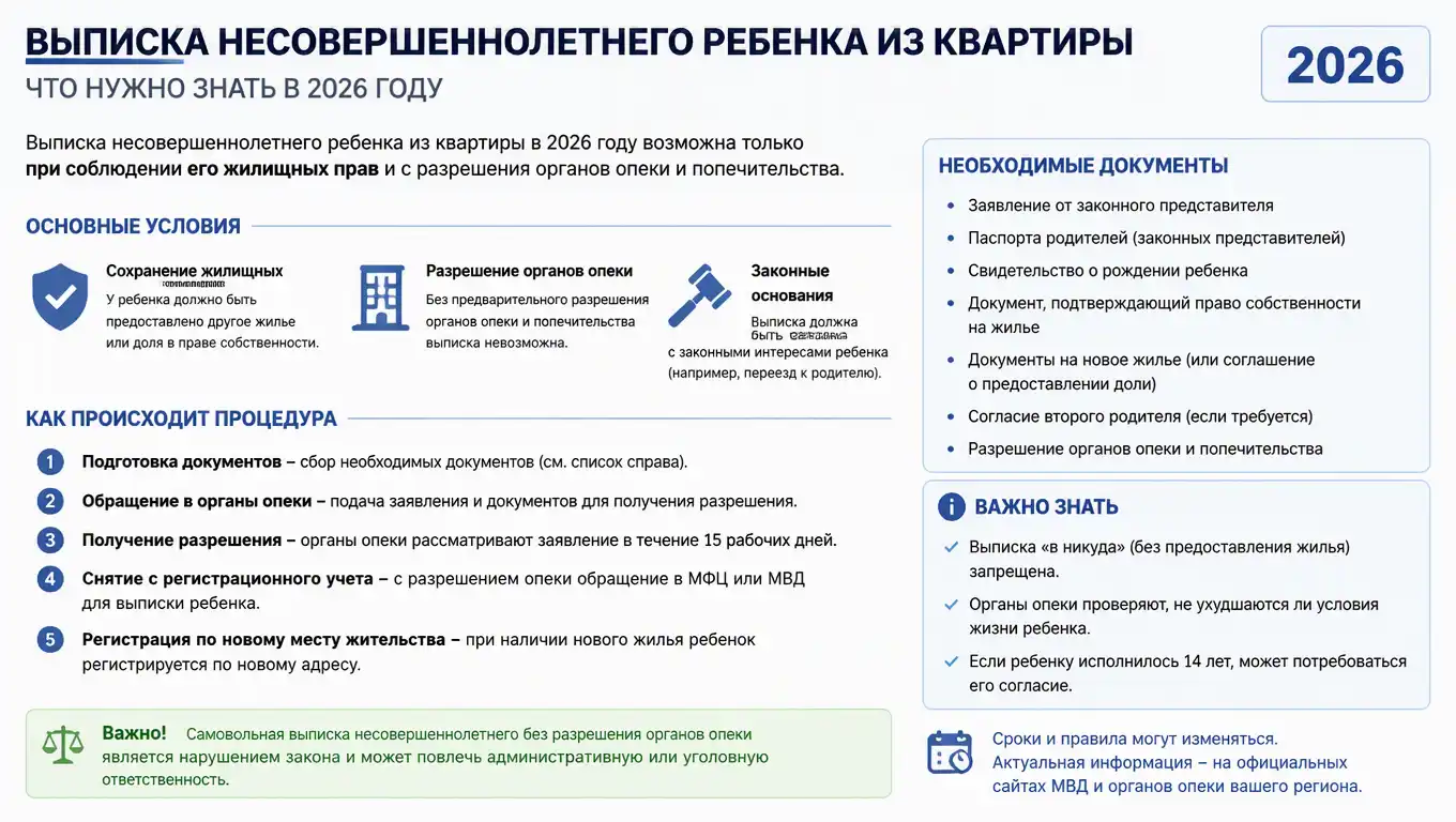 Как выписать несовершеннолетнего ребенка из квартиры: пошаговая инструкция 2026