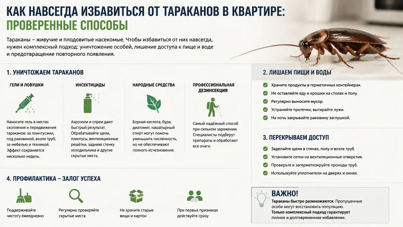 Как навсегда избавиться от тараканов в квартире: проверенные способы 2026