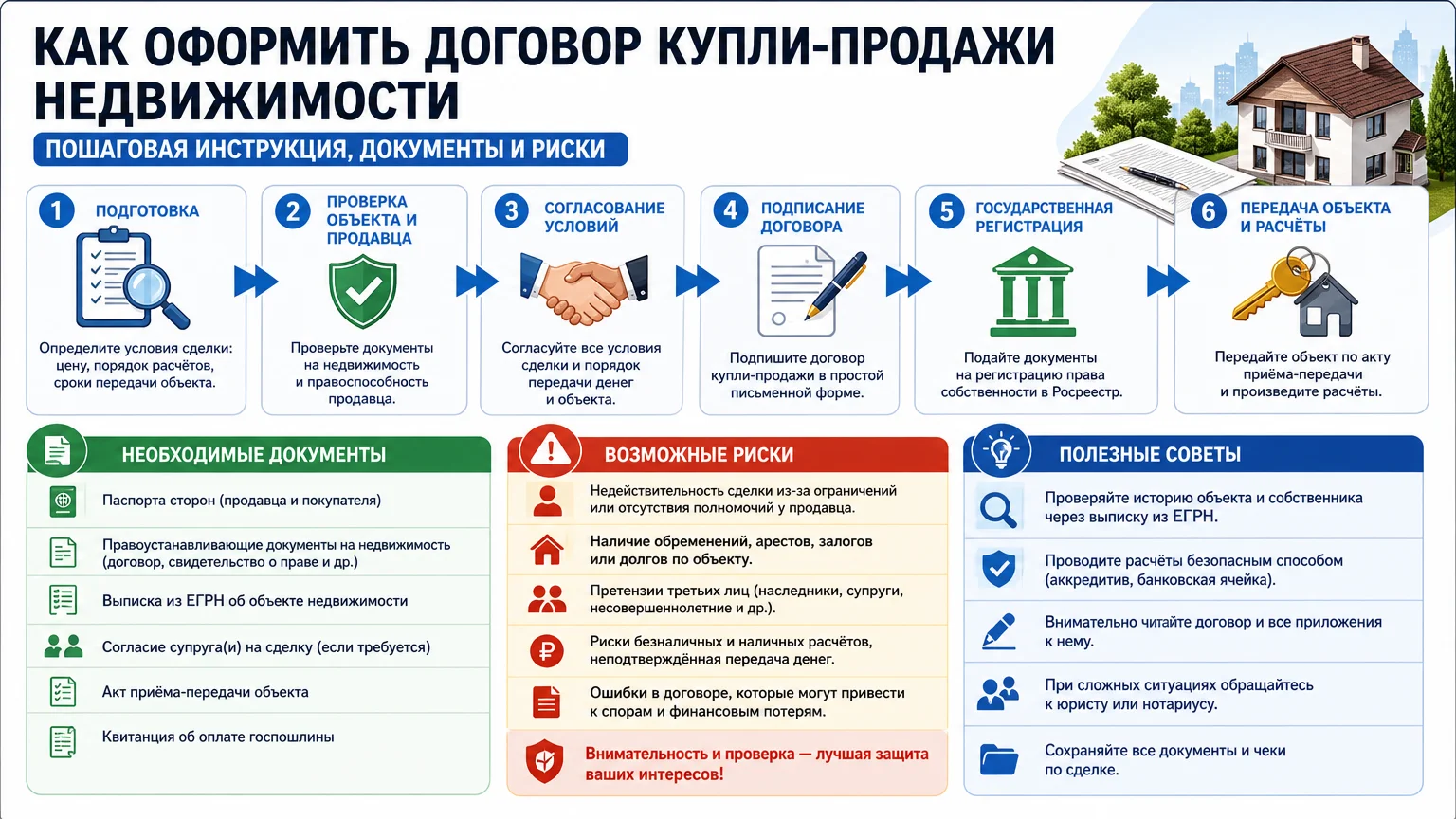 Как оформить договор купли-продажи недвижимости: пошаговая инструкция, документы и риски