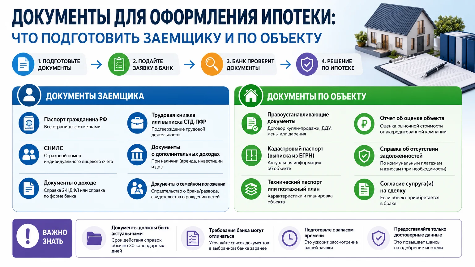 Документы для оформления ипотеки: что подготовить заемщику и по объекту