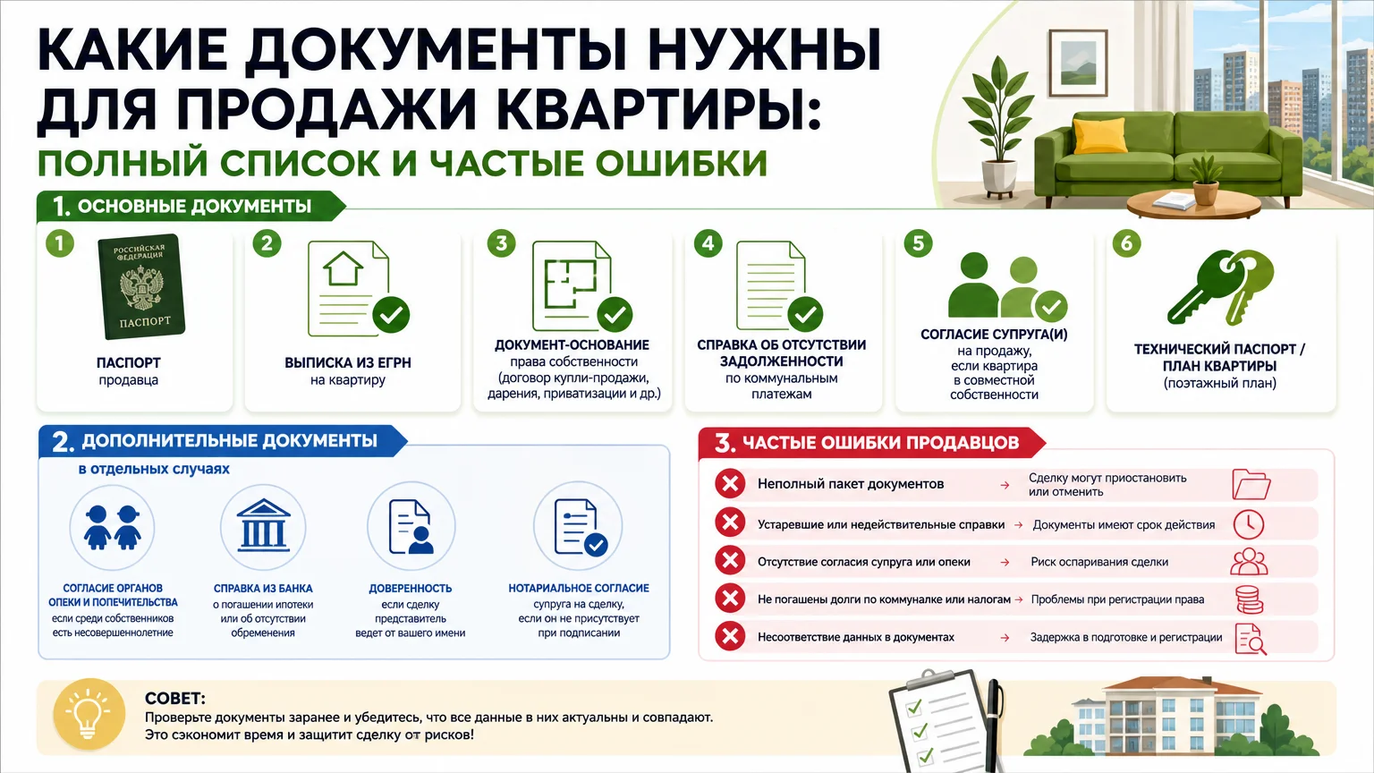 Какие документы нужны для продажи квартиры: полный список и частые ошибки