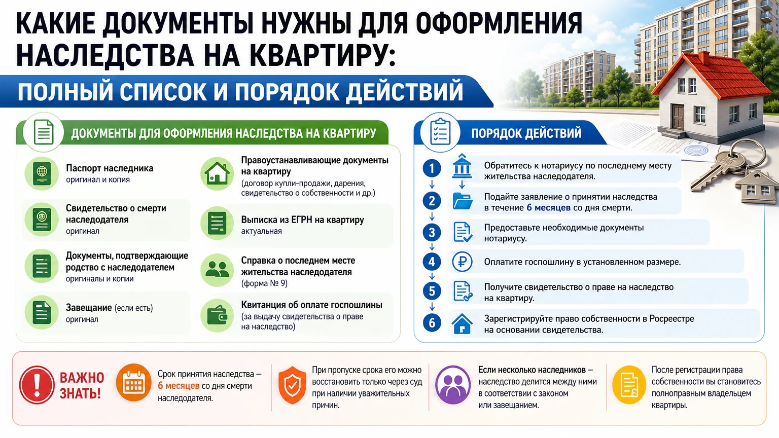 Какие документы нужны для оформления наследства на квартиру: полный список и порядок действий