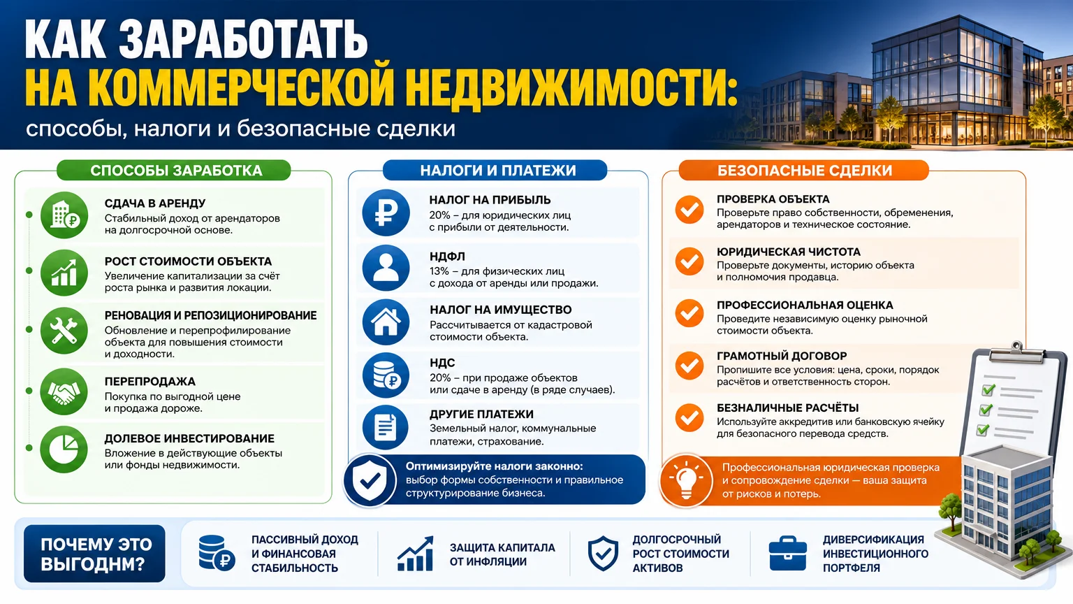 Как заработать на коммерческой недвижимости: способы, налоги и безопасные сделки
