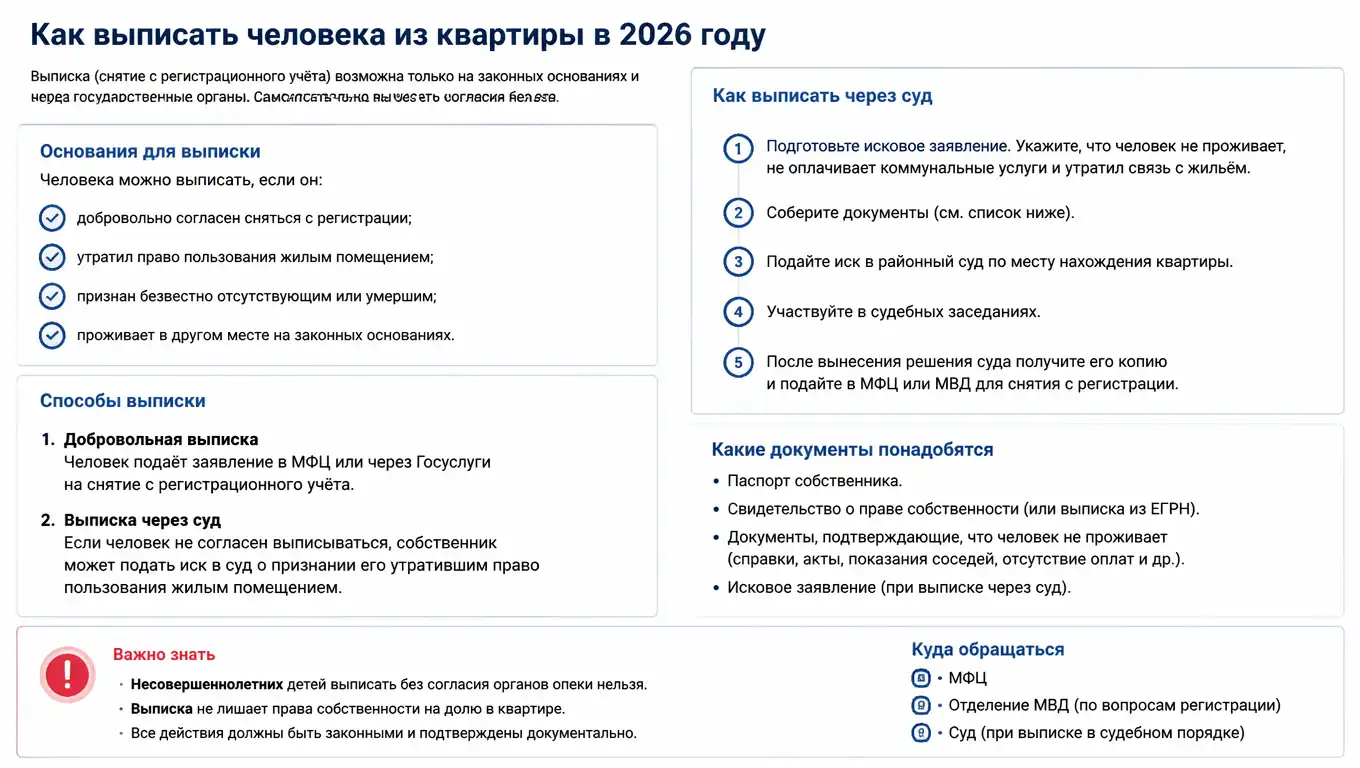 Как выписать человека из квартиры в 2026 году: полный гайд для собственника