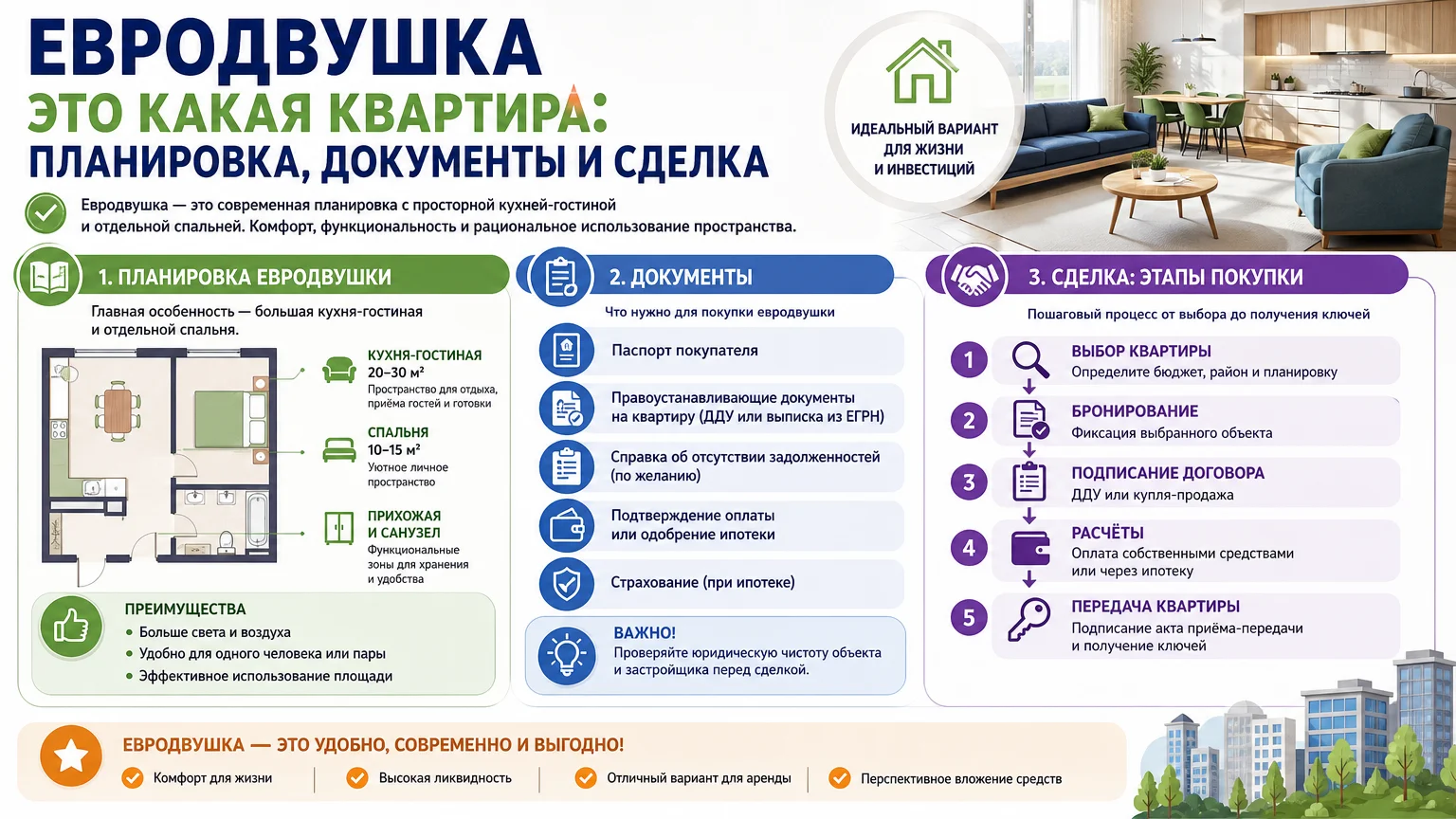 Евродвушка это какая квартира: планировка, документы и сделка