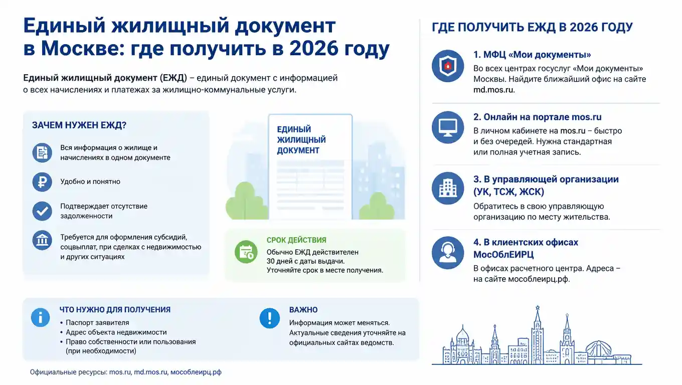 Единый жилищный документ в Москве: где получить в 2026 году и не потерять время