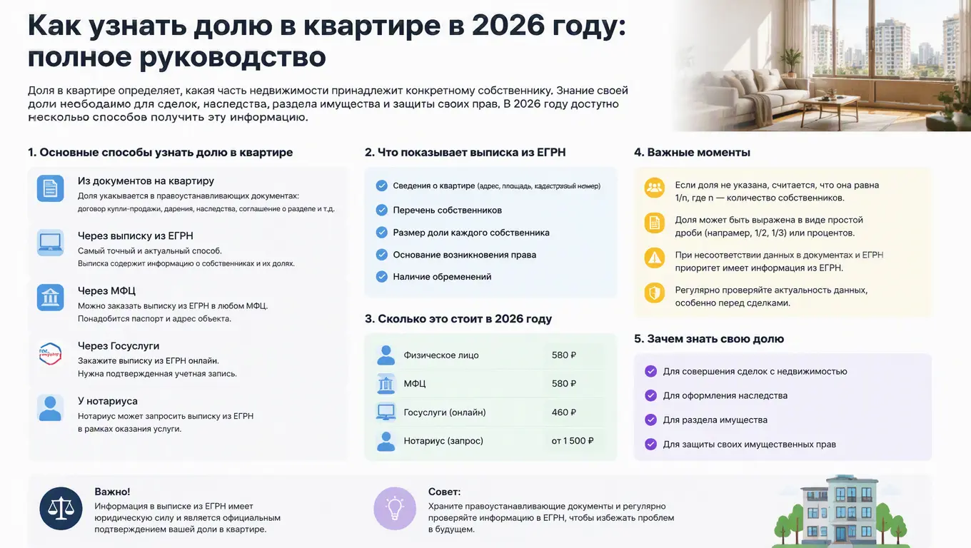 Как узнать долю в квартире в 2026 году: полное руководство