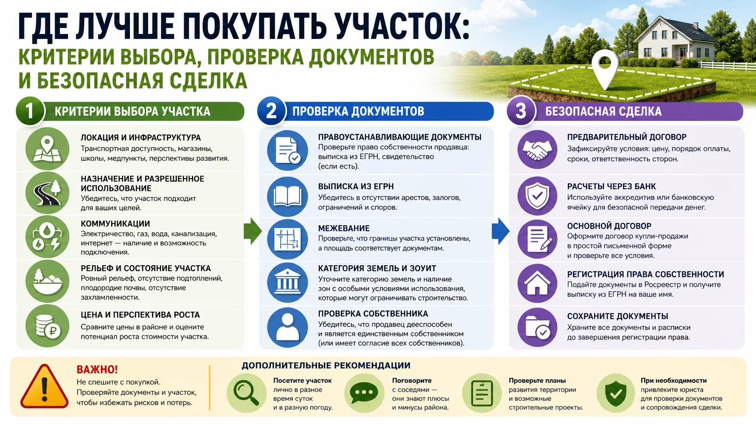 Где лучше покупать участок: критерии выбора, проверка документов и безопасная сделка