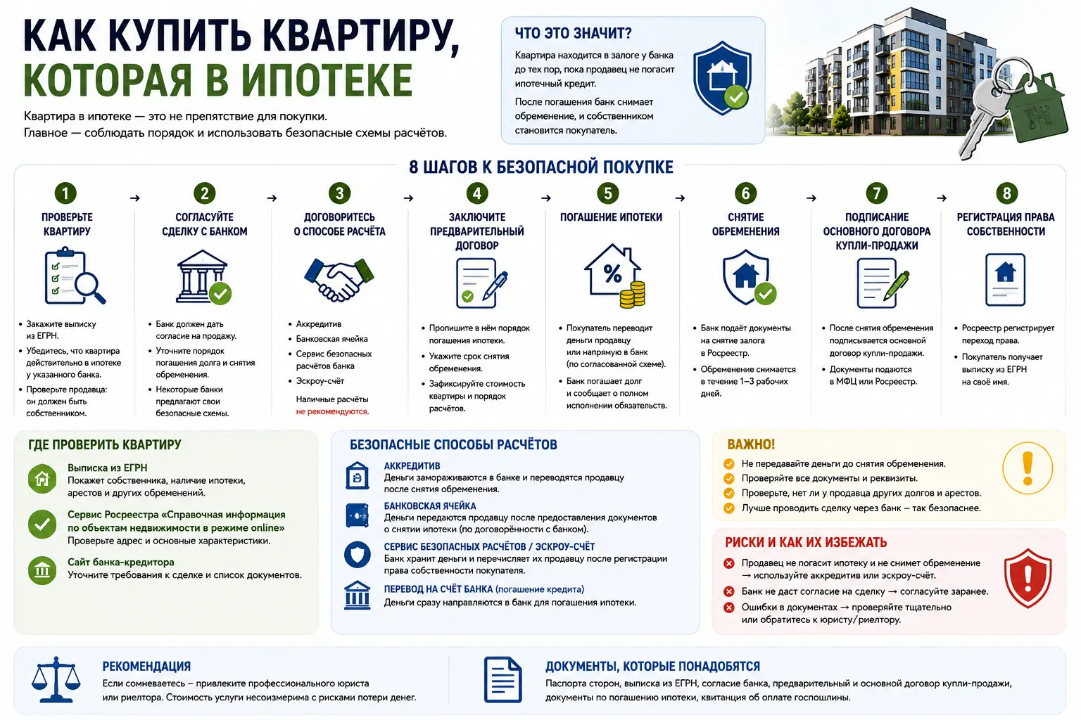 Как купить квартиру, которая в ипотеке: безопасная пошаговая схема