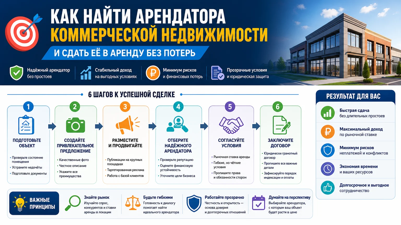 Как найти арендатора коммерческой недвижимости и сдать её в аренду без потерь
