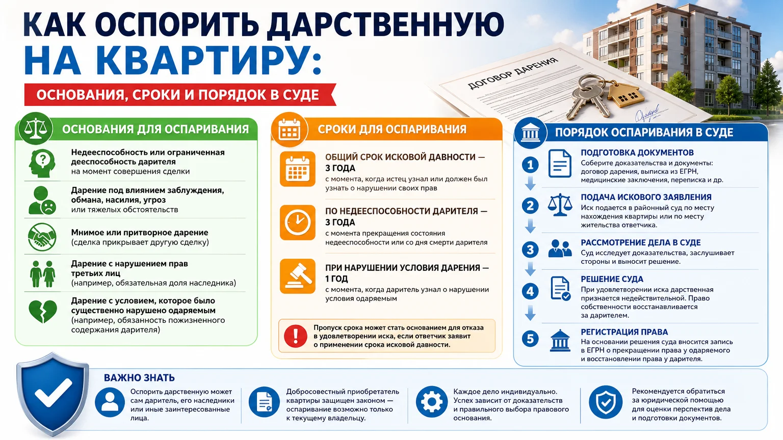 Как оспорить дарственную на квартиру: основания, сроки и порядок в суде