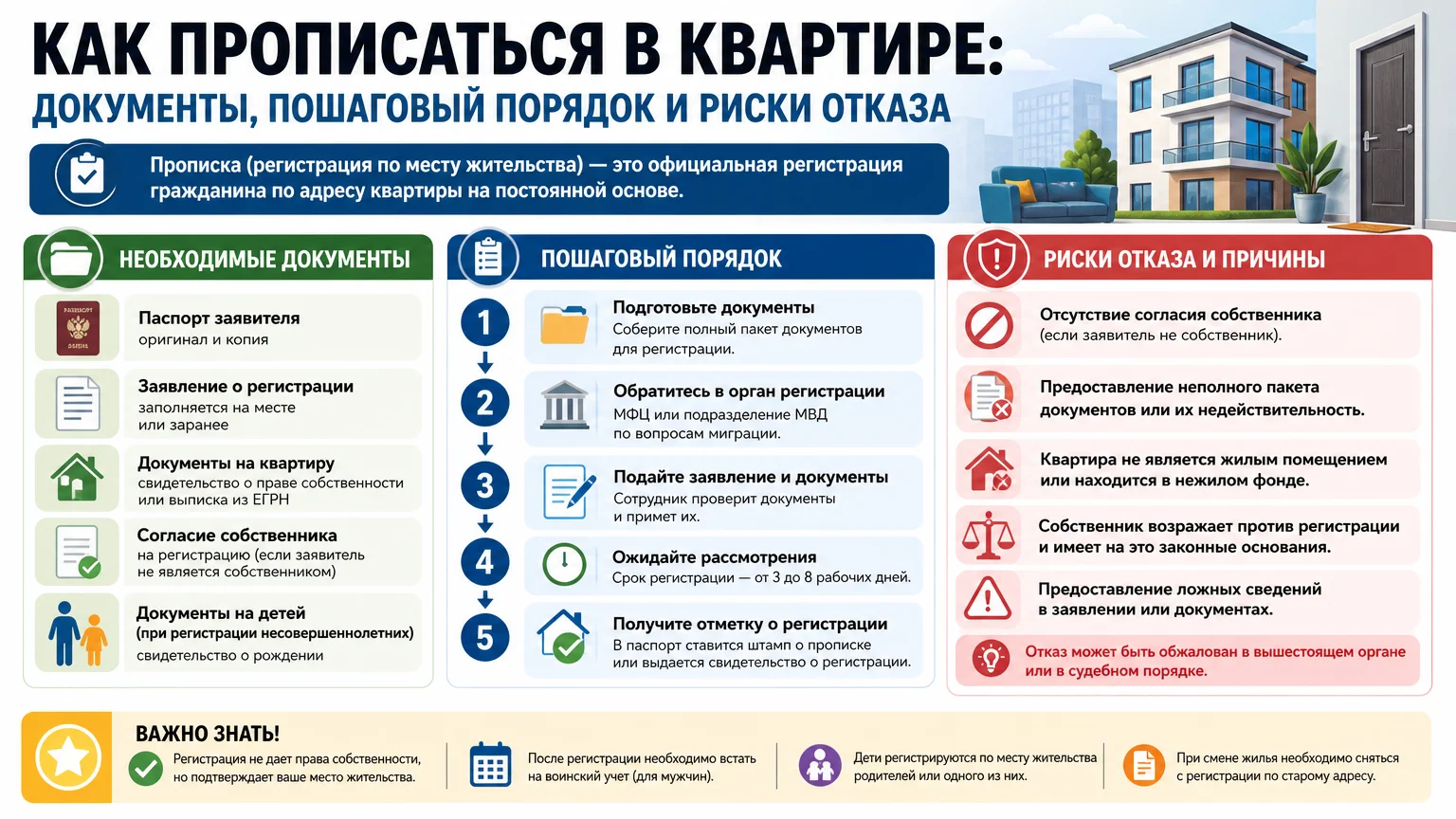 Как прописаться в квартире: документы, пошаговый порядок и риски отказа