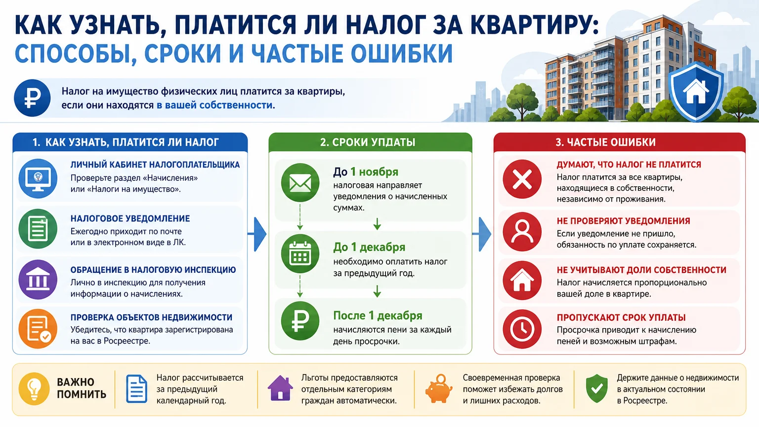 Как узнать, платится ли налог за квартиру: способы, сроки и частые ошибки