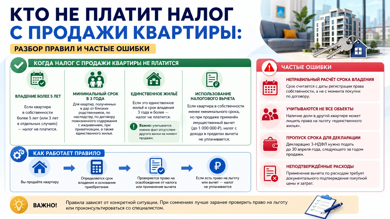 Кто не платит налог с продажи квартиры: разбор правил и частые ошибки