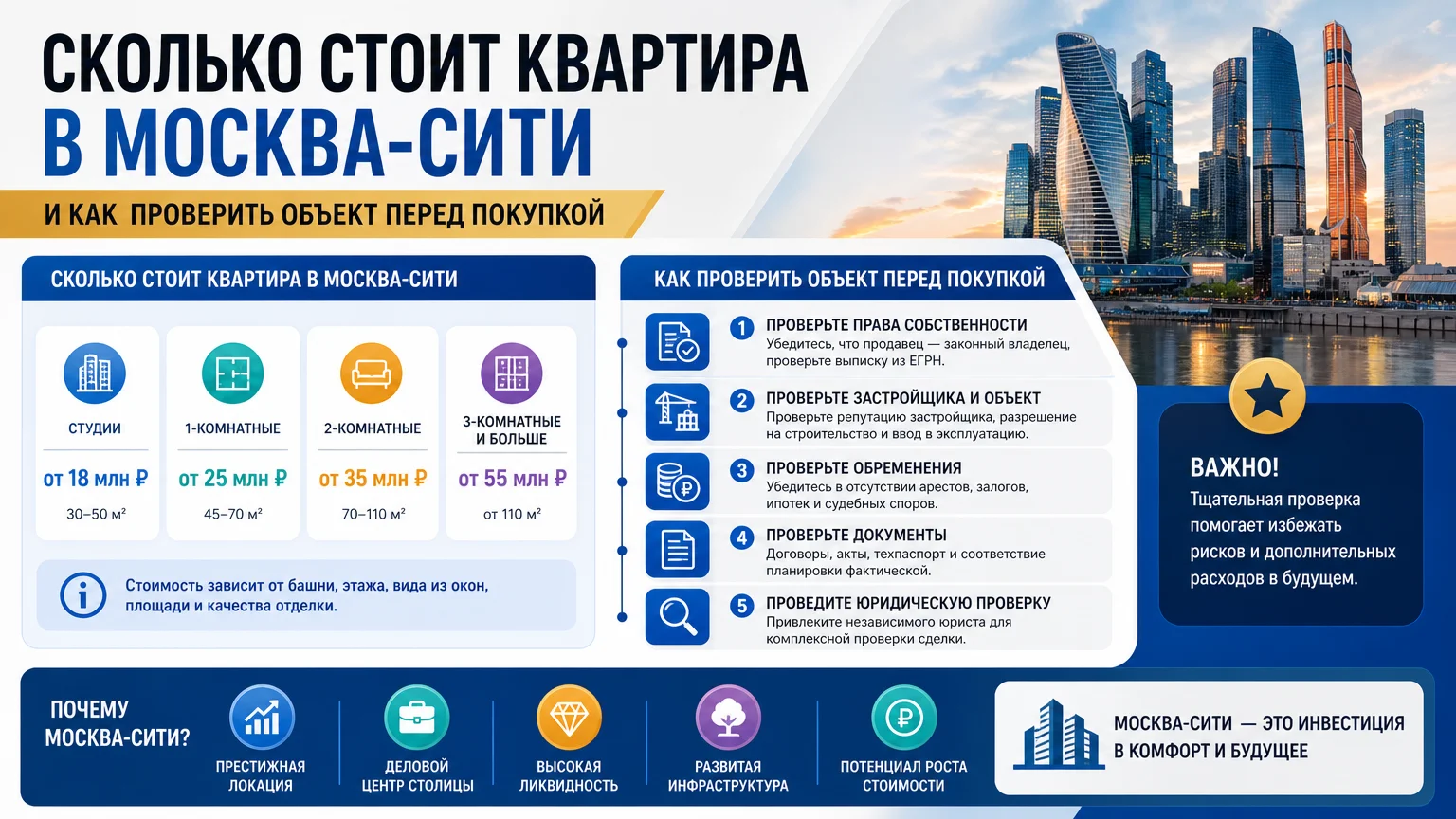 Сколько стоит квартира в Москва-Сити и как проверить объект перед покупкой