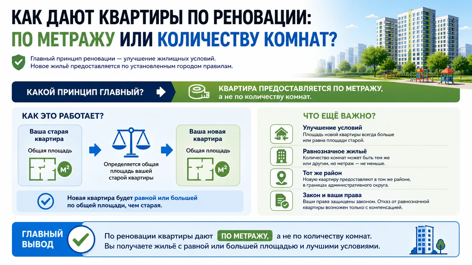 Как дают квартиры по реновации: по метражу или количеству комнат