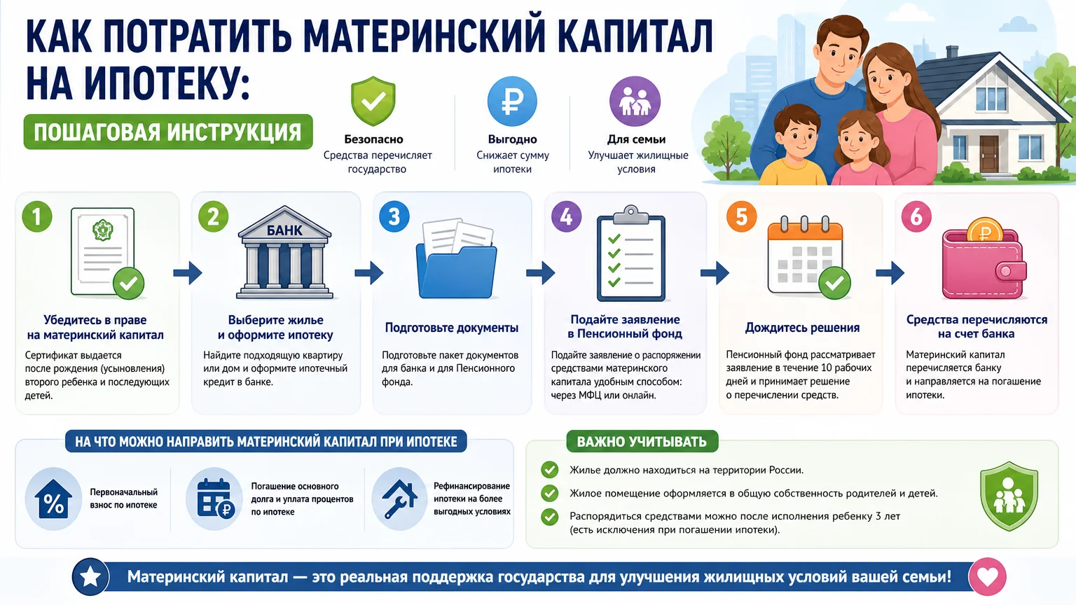 Как потратить материнский капитал на ипотеку: пошаговая инструкция