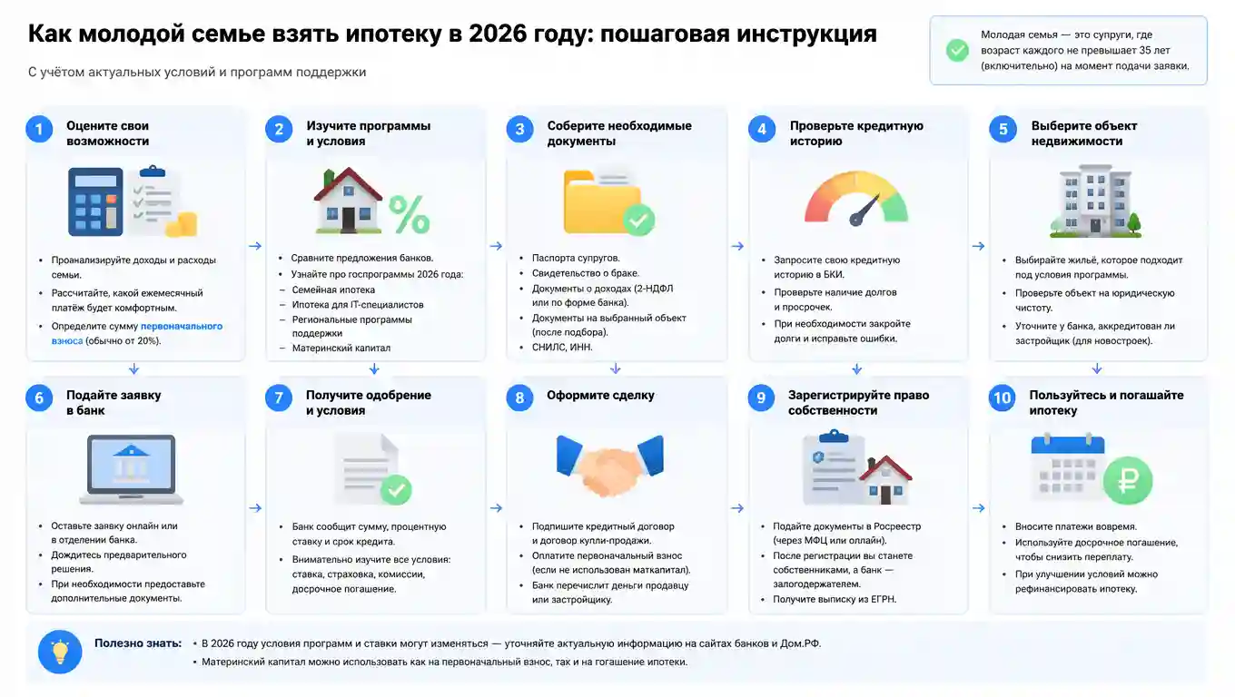 Как взять ипотеку молодой семье в 2026 году: инструкция без воды