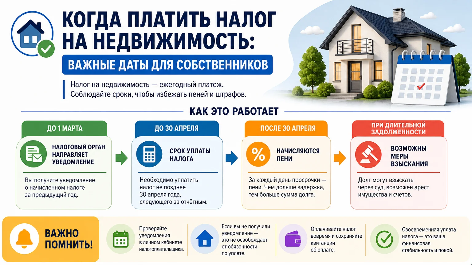 Когда платить налог на недвижимость: важные даты для собственников