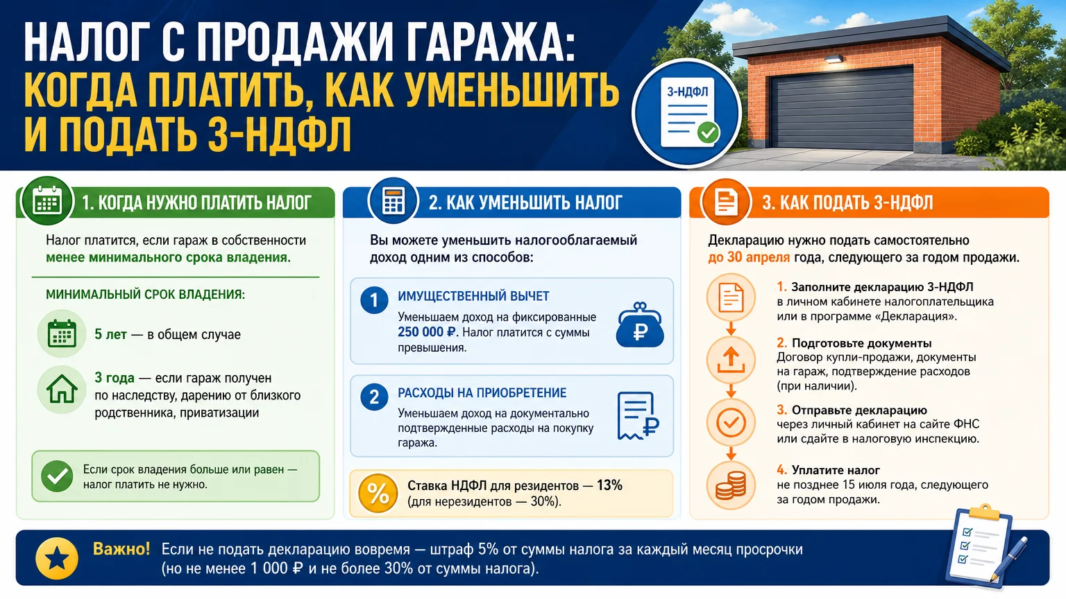 Налог с продажи гаража: когда платить, как уменьшить и подать 3-НДФЛ