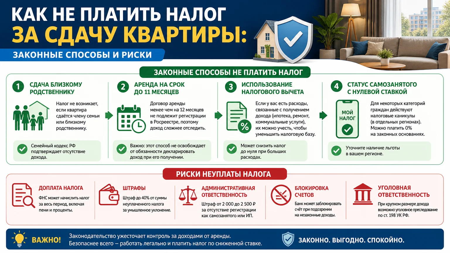 Как не платить налог за сдачу квартиры: законные способы и риски