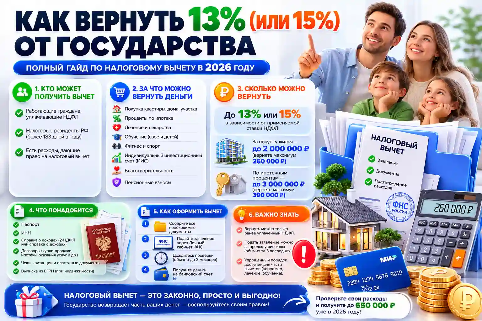 Как вернуть 13% (или 15%) от государства: полный гайд по налоговому вычету в 2026 году