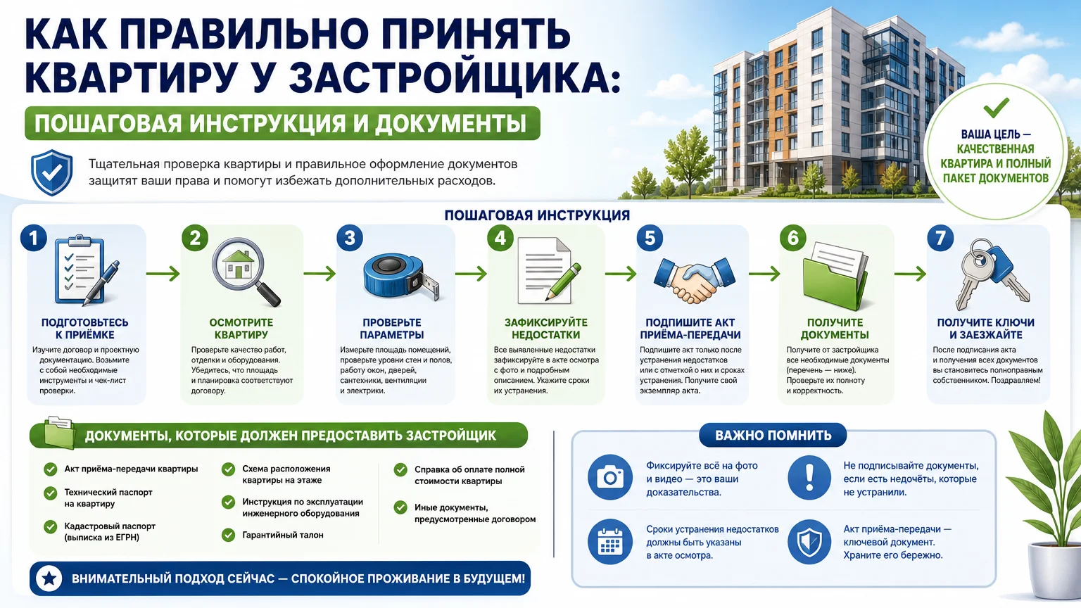 Как правильно принять квартиру у застройщика: пошаговая инструкция и документы
