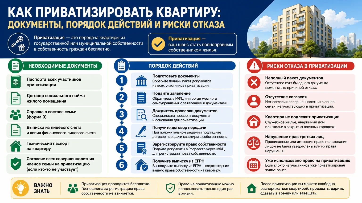 Как приватизировать квартиру: документы, порядок действий и риски отказа