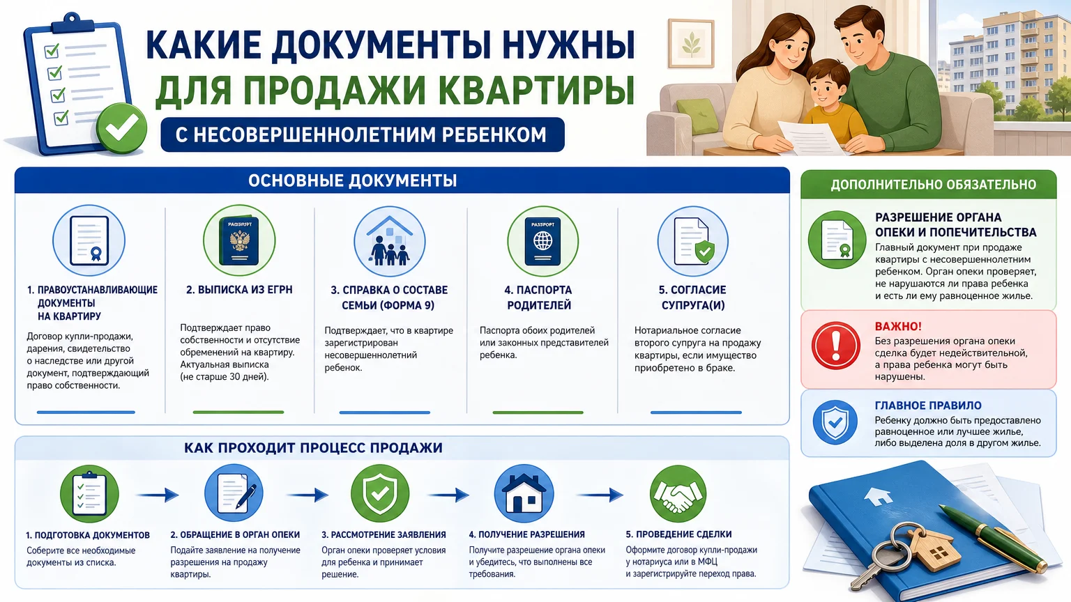 Какие документы нужны для продажи квартиры с несовершеннолетним ребенком