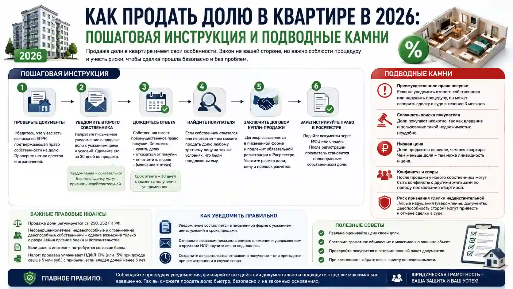 Как продать долю в квартире в 2026: пошаговая инструкция и подводные камни