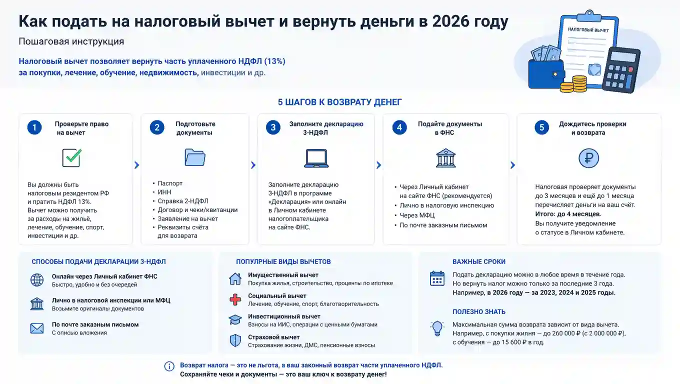 Как подать на налоговый вычет и вернуть деньги: полный гайд