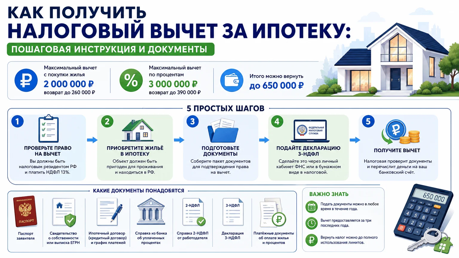 Как получить налоговый вычет за ипотеку: пошаговая инструкция и документы