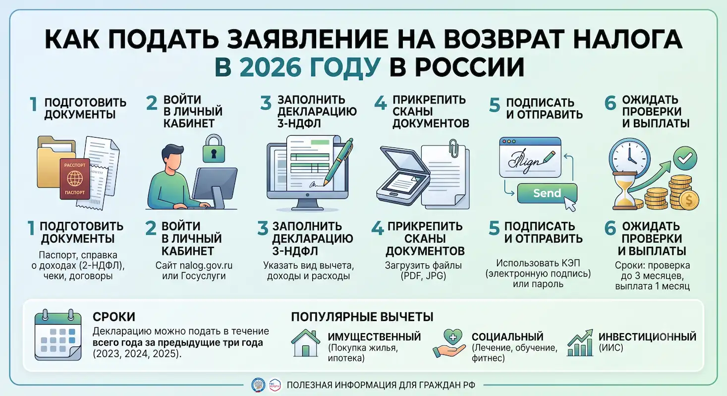 Как подать заявление на возврат налога в 2026 году: полный гайд