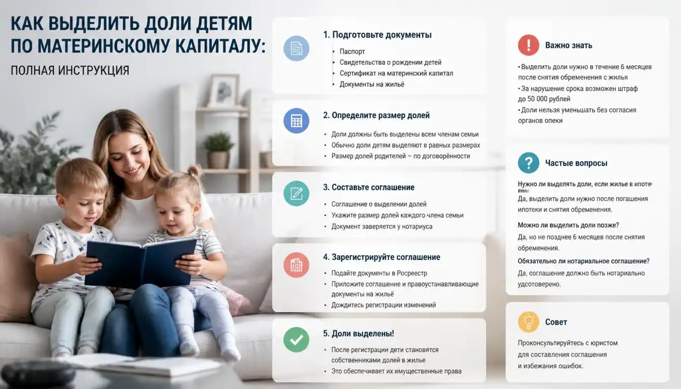 Как выделить доли детям по материнскому капиталу в 2026 году: полная инструкция