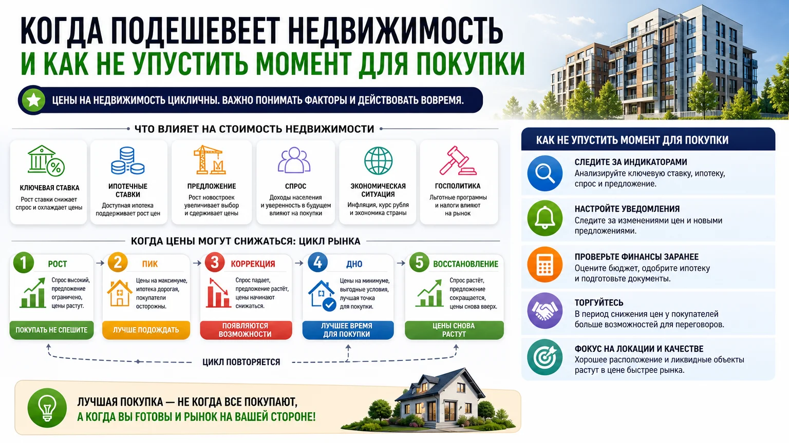 Когда подешевеет недвижимость и как не упустить момент для покупки
